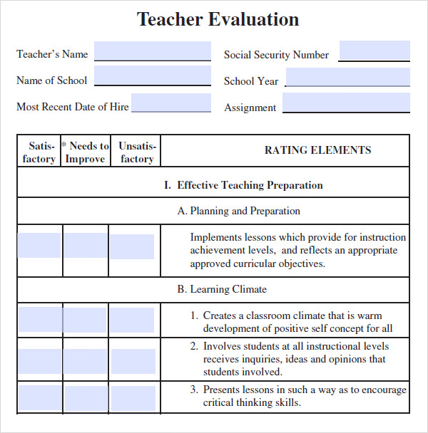 Methods of Evaluating Teaching