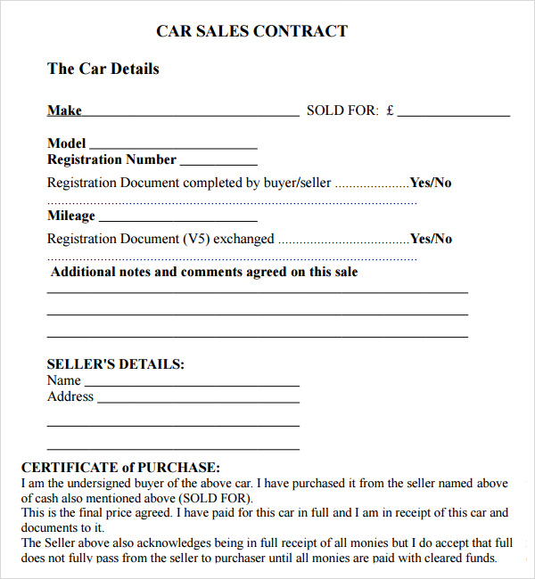 Free Motor Vehicle Retail Installment Contract