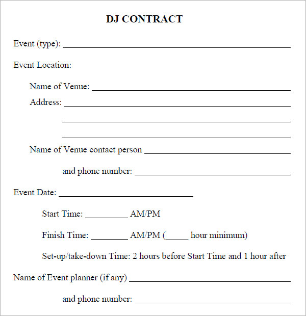 DJ Contract 12+ Download Documents in PDF