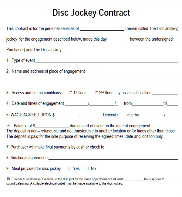 DJ Contract 12+ Download Documents in PDF
