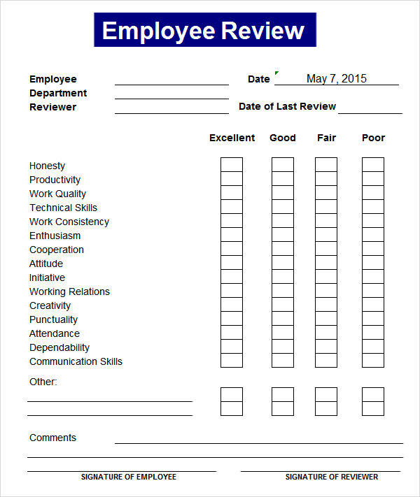Performance Review Templates Excel Employee Evaluation Form ASKxz
