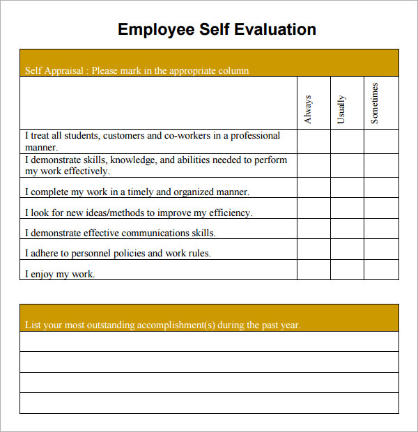 Personal job performance evaluation