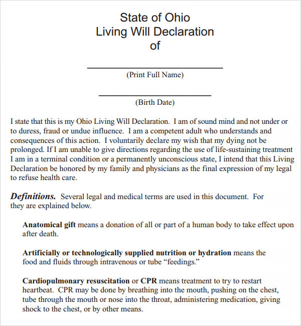 Living Will Template 8+ Download Free Documents in PDF