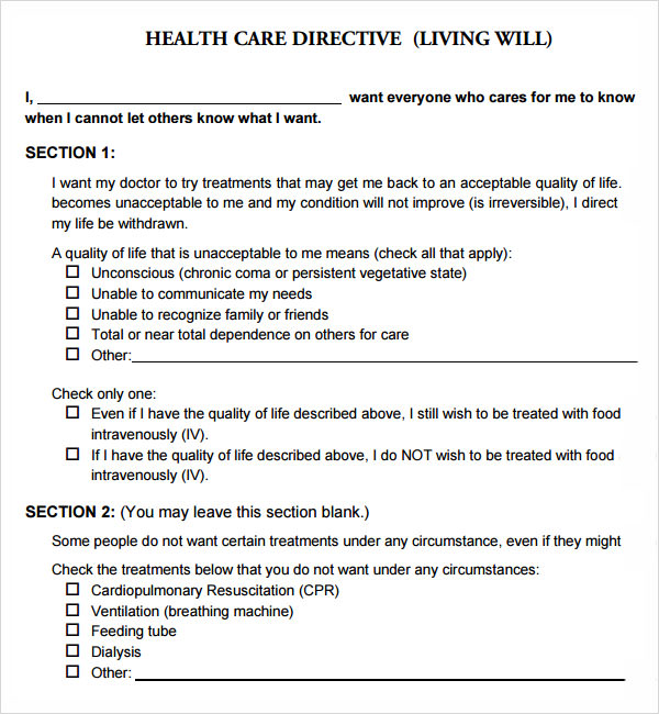 Living Will Template