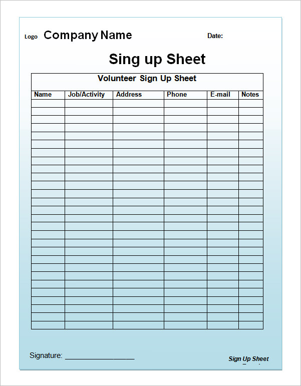 free editable sample sign in sheet template