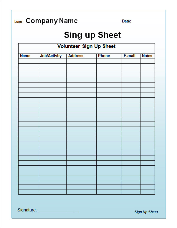 Sign Up Sheet Template 13+ Download Free Documents in Word, PDF, Excel