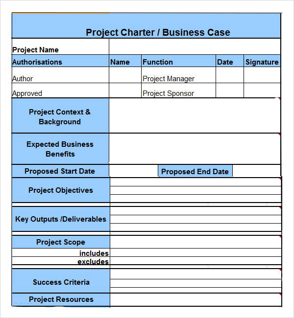 Project Charter Template Excel Download