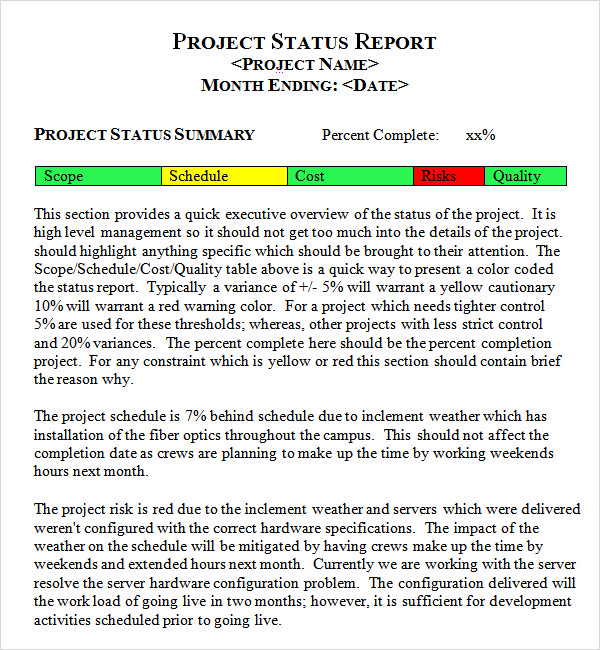 Manager Weekly Report Template