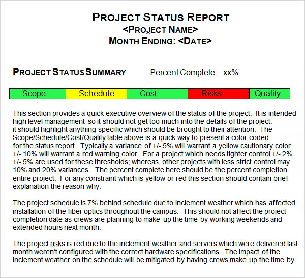 Google Docs Status Report Template