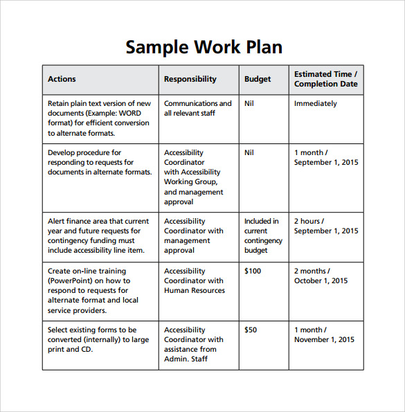 Work Plan Template 13 Download Free Documents For Word Excel PDF