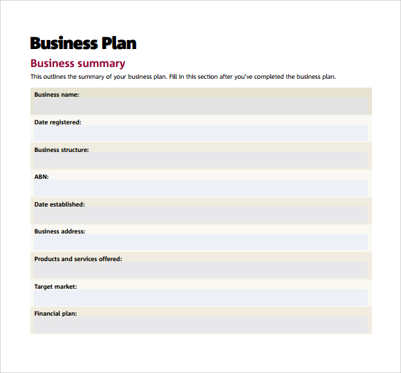 Small Business Plan Sample