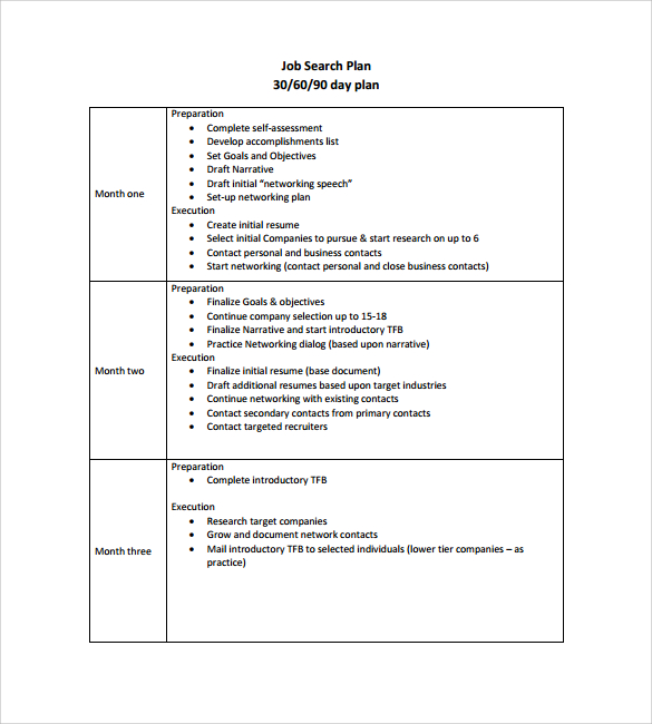 306090 day action plan outline examples