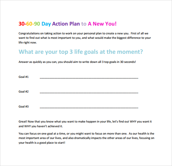 30 60 90 action plan template free