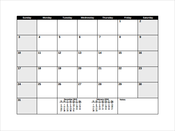 Blank Calendar Printable Pdf