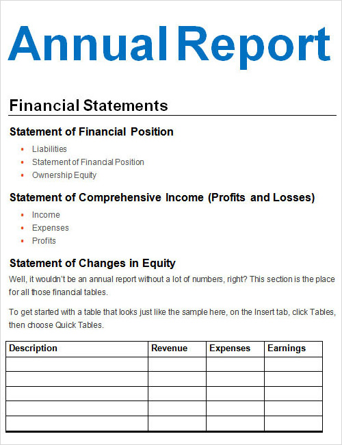 Annual Report Word Template Business Design Layout Templates