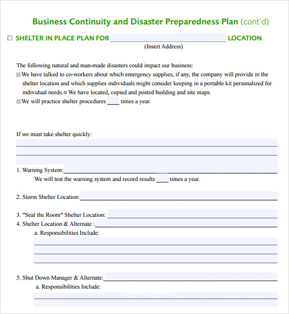 Small Business Emergency Response Plan Template