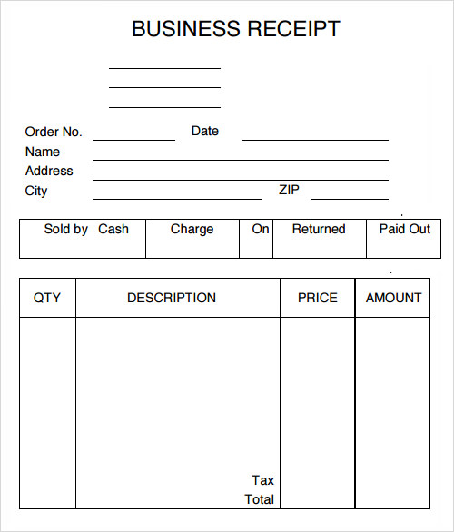 Receipt For Small Business Template