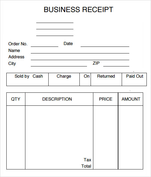 Sample Business Receipt Template