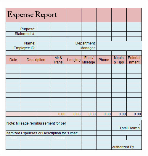 expense report template word