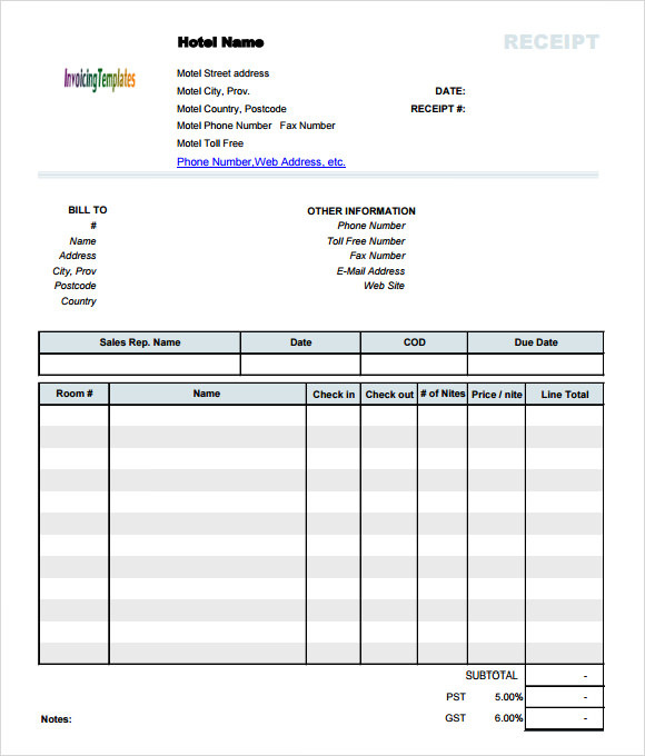 Bill Register Template