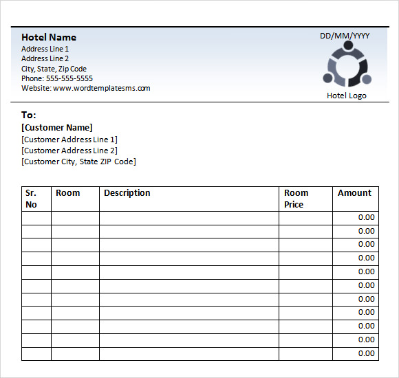 receipt hotel template word invoice itemized sample templates pdf editable format example printable fill ms excel