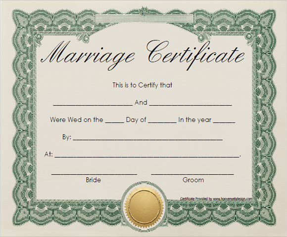 Marriage Certificate Form Free Download