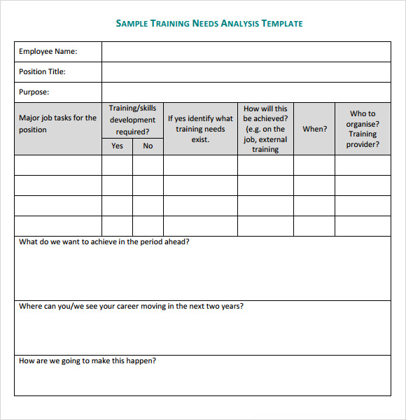 Training Needs Analysis Report Template