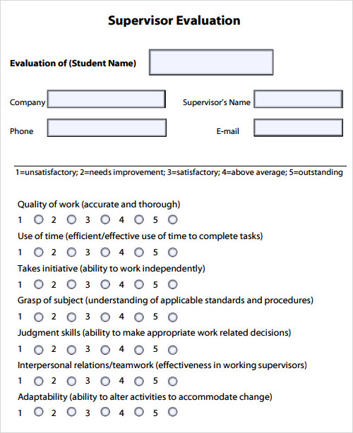 Evaluation Template Free Download Documents in PDF