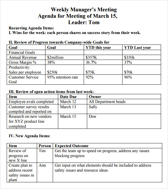 Weekly Agenda Template 9+ Free Download for PDF , Word