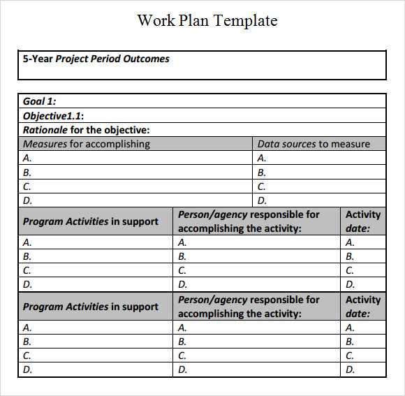 Work Plan Template 17  Download Free Documents for Word Excel PDF