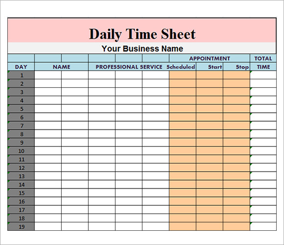 excel daily schedule template track hours