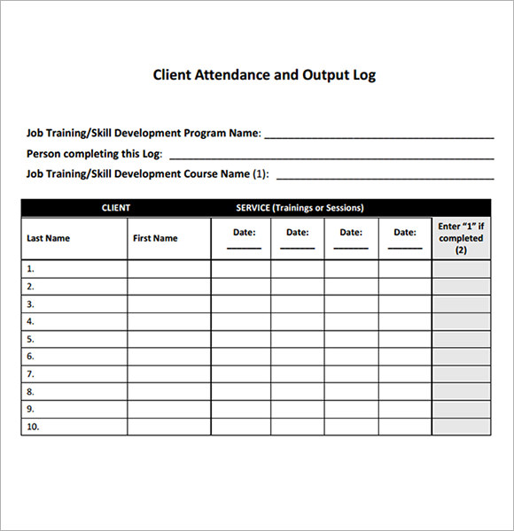 Attendance Tracking Template 9+ Free Download for PDF
