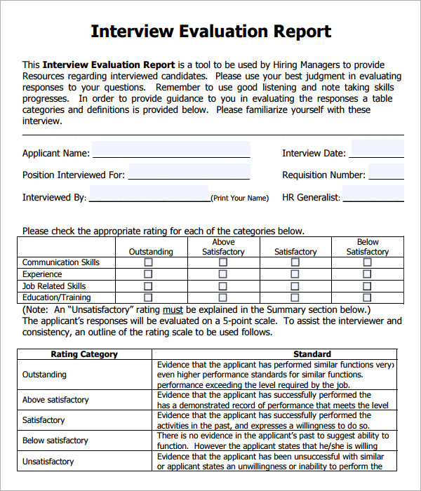 FREE 7 Interview Evaluation Samples In PDF MS Word