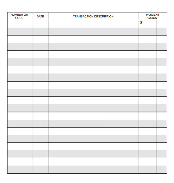 printable register for checkbook