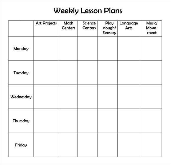 Homeschool Lesson Plan Template Weekly One Subject