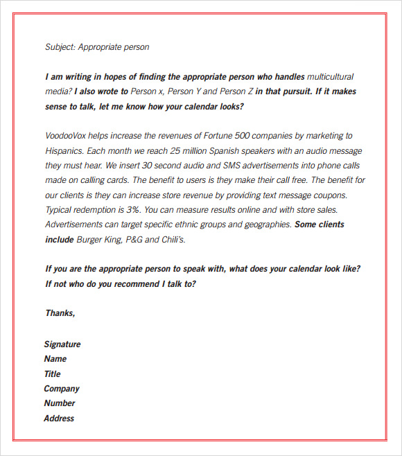 Professional email cover letter format