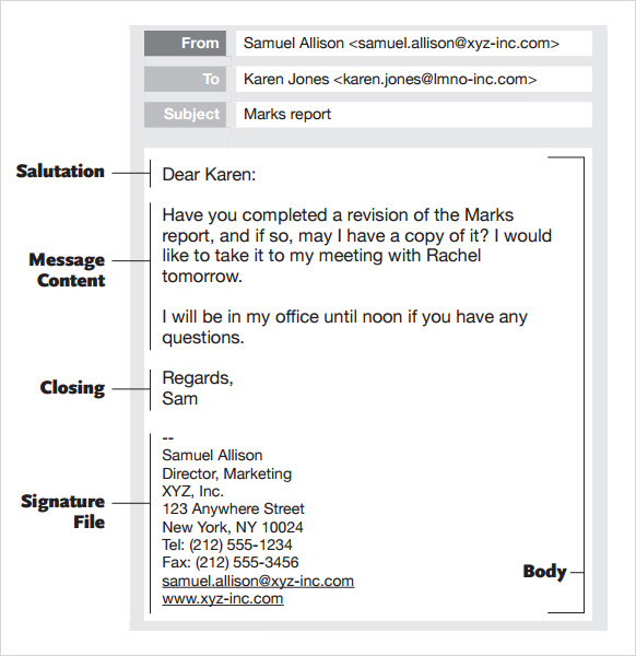 Professional Email Template 7 Free Download For PDF Sample Templates