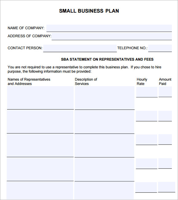 small business business plan format