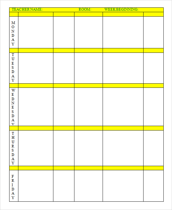 Weekly Lesson Plan 8 Free Download For Word Excel PDF