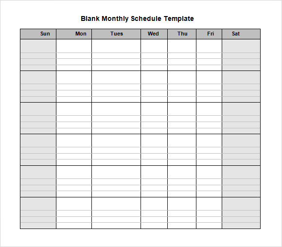 Blank Schedule Template 6 Download Free Documents in PDF Word