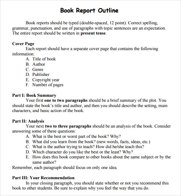 Basic book report outlines
