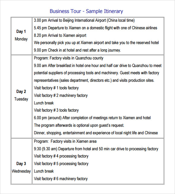 Trip Itinerary Template 6+ Download Free Documents in PDF, Word