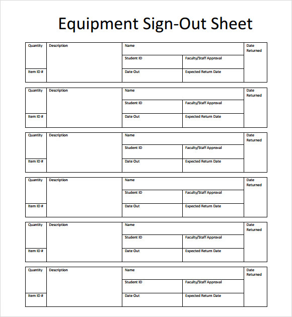 Free Printable Sign Out Sheet Template