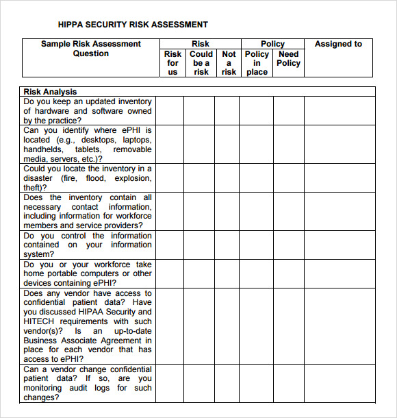 Security Risk Assessment 7 Free Samples Examples Format