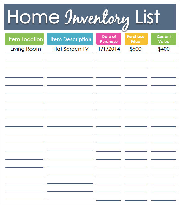 home inventory list