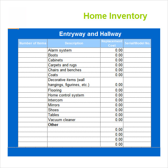 itemized home inventory template for microsoft excel