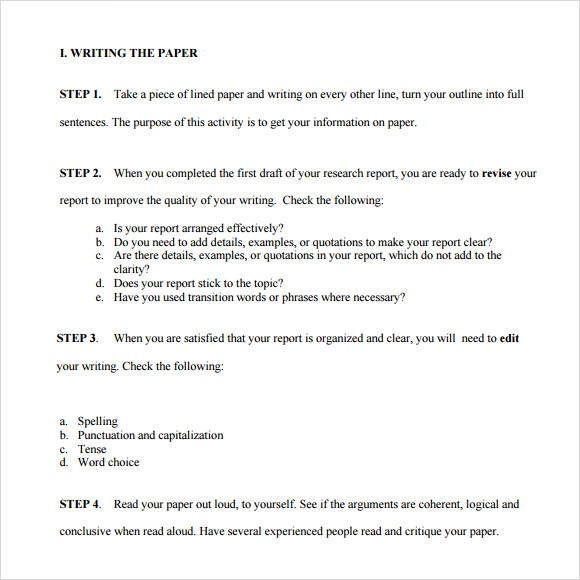 Correct format research paper outline