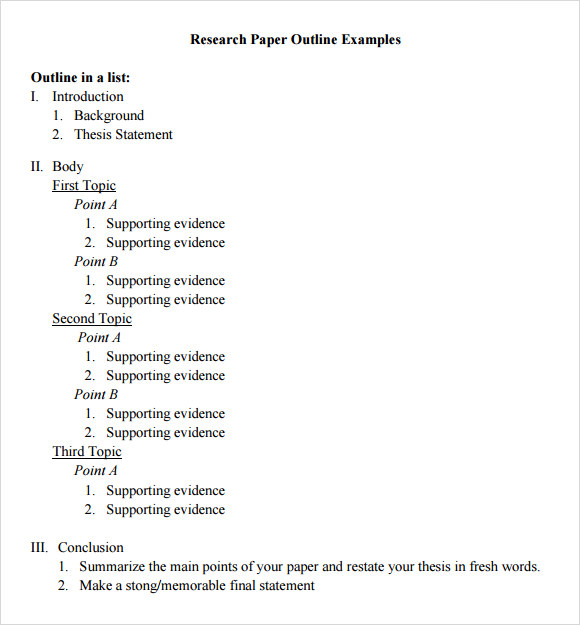 Outline of research paper pdf