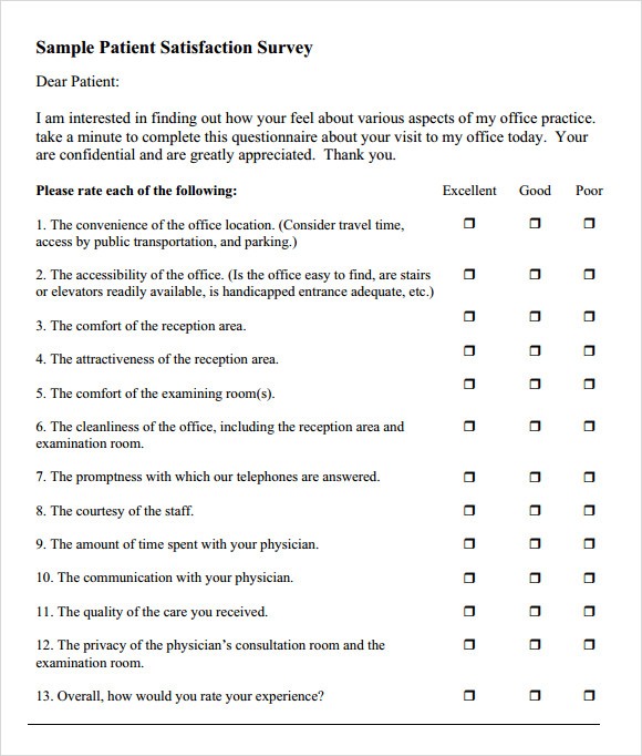 Sample patient satisfaction survey letter, get free money ...