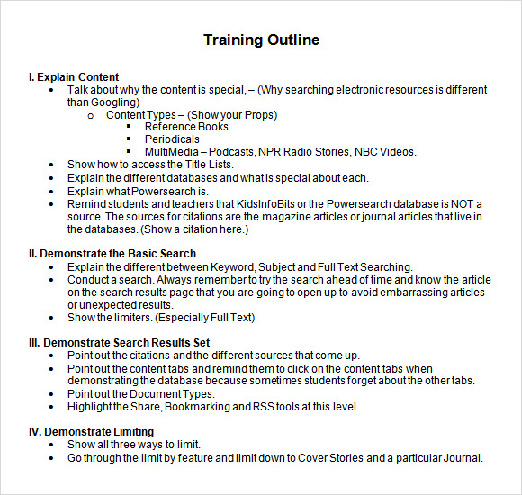 Training Module Outline Template